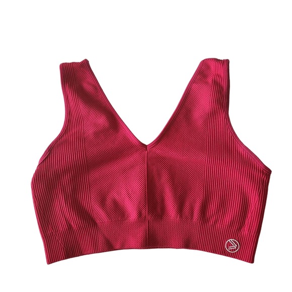 Savvi V Neck Textured Ribbed Ashtanga Sports Bra Size Medium - Picture 3 of 7